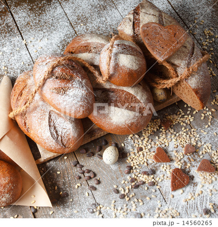 Variety of rye bread on a wooden background Variety of rye bread on a wooden background 14560265