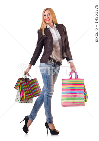 Young woman with bags after shopping Young woman with bags after shopping 14561878