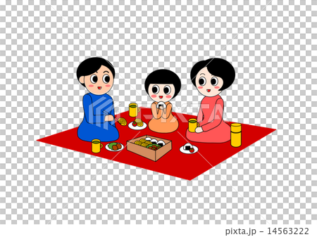 家族 ピクニック イラスト 14563222