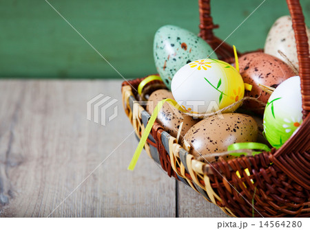 Easter decoration with eggs and cute lamb 14564280