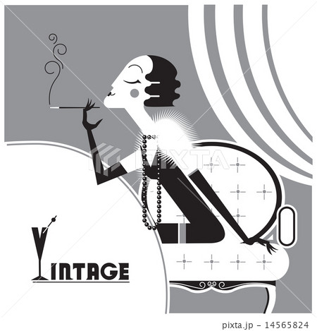 Vector vintage flapper girl with sigaret Vector vintage flapper girl with sigaret 14565824
