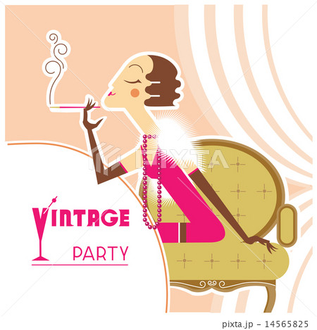 Vector vintage party flapper girl with sigaret Vector vintage party flapper girl with sigaret 14565825