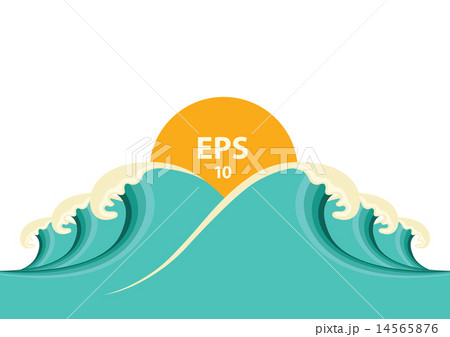 Blue big waves illustration for design 14565876