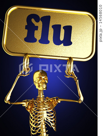 flu word and golden skeleton flu word and golden skeleton 14568010