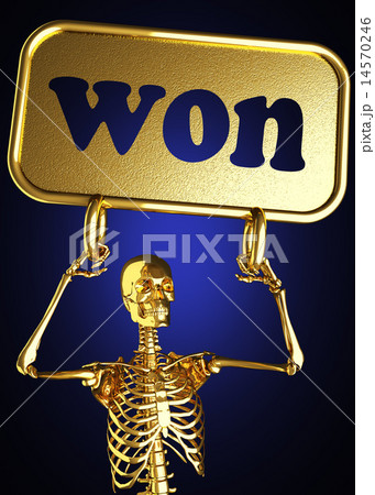 won word and golden skeleton 14570246
