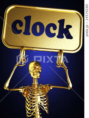 clock word and golden skeleton 14570280