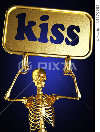 kiss word and golden skeleton 14570604