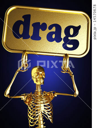 drag word and golden skeleton 14570678