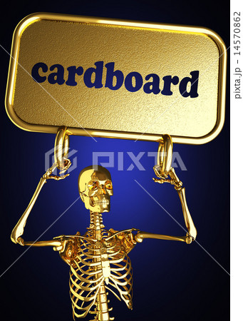 cardboard word and golden skeleton 14570862