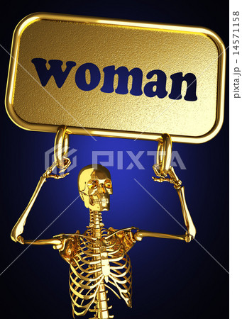 woman word and golden skeleton woman word and golden skeleton 14571158