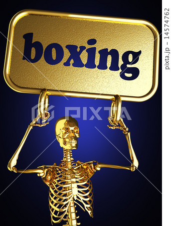 boxing word and golden skeleton 14574762
