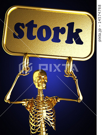 stork word and golden skeleton 14574768