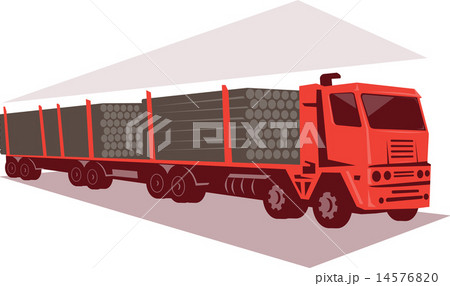 logging truck and trailer retro style 14576820