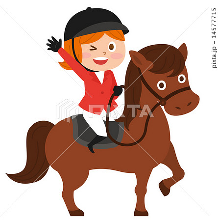 乗馬する女性のイラスト素材