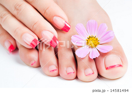 manicure and pedicure relaxing with flowers manicure and pedicure relaxing with flowers 14581494