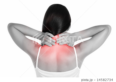 pain. girl holds neck in his hands. isolated pain. girl holds neck in his hands. isolated 14582734
