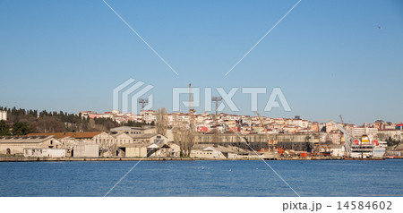 Colorful houses and river on a hillside in Istanbul, Turkey Colorful houses and river on a hillside in Istanbul, Turkey 14584602