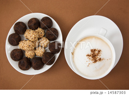 Chocolate truffles and tasty coffee 14587303