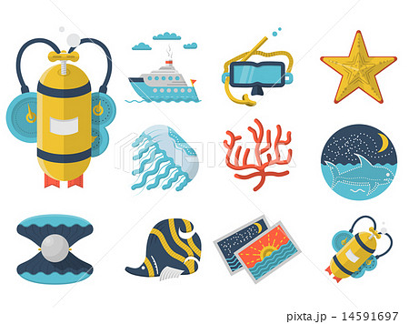Summertime flat color icons vector collection 14591697