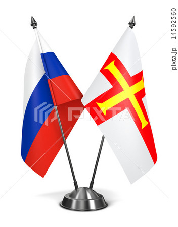 Russia and Guernsey - Miniature Flags. 14592560
