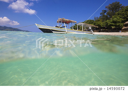 Long Tail Boat on Tropical Beach 14593072
