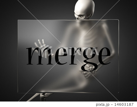 merge word on glass and skeleton 14603187