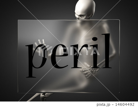 peril word on glass and skeleton 14604492