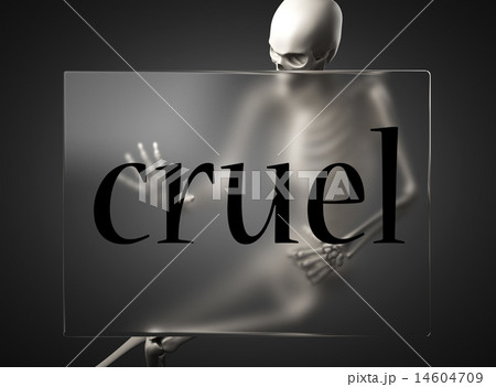 cruel word on glass and skeleton 14604709