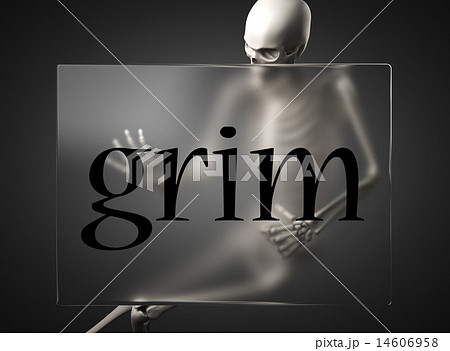 grim word on glass and skeleton 14606958