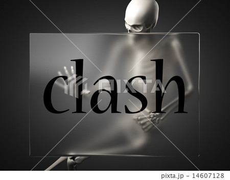 clash word on glass and skeleton 14607128