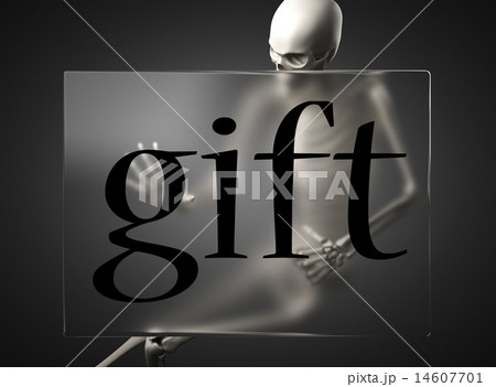gift word on glass and skeleton 14607701