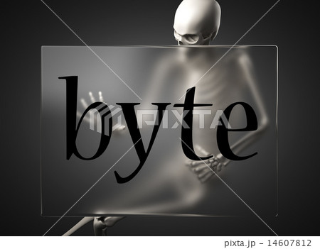 byte word on glass and skeleton 14607812