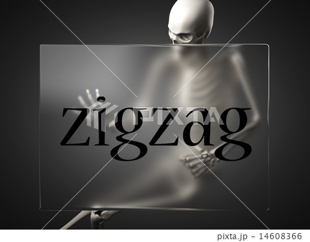 zigzag word on glass and skeleton 14608366
