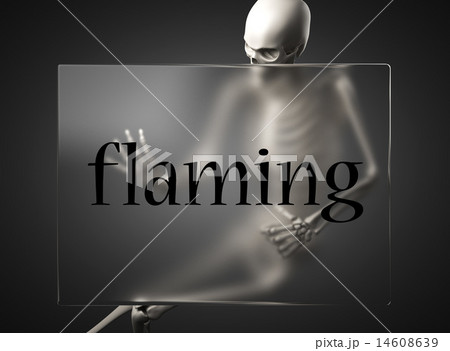 flaming word on glass and skeleton 14608639