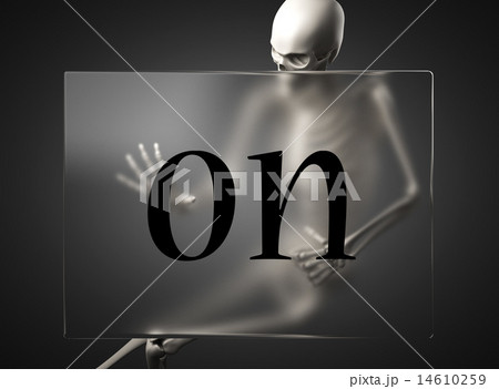on word on glass and skeleton 14610259
