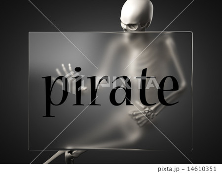 pirate word on glass and skeleton 14610351