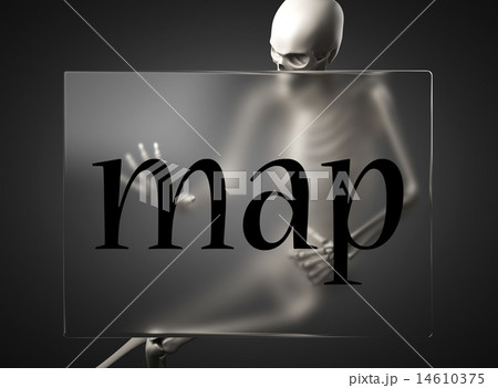 map word on glass and skeleton 14610375