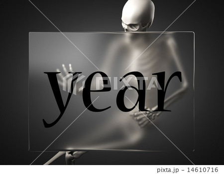 year word on glass and skeleton 14610716