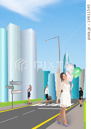 Beautiful young women in the city 14611540