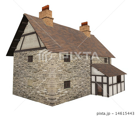 Medieval Country House Isolated on White 14615443