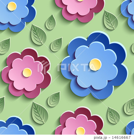 Floral seamless pattern with colorful 3d flowers Floral seamless pattern with colorful 3d flowers 14616667