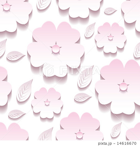 Stylish floral seamless pattern, 3d sakura blossom Stylish floral seamless pattern, 3d sakura blossom 14616670