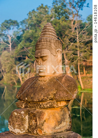 khmer statue south gate bridge Angkor Thom Cambodia  14618108