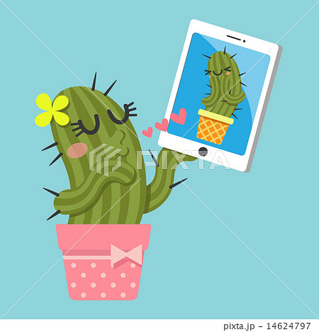 couple of cactus video chatting on tablet 14624797