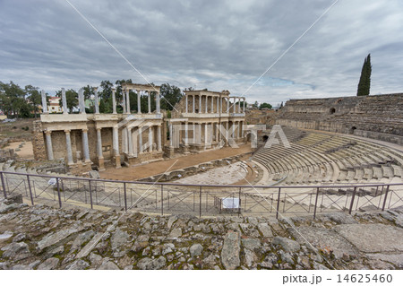 The Roman Theatre in Merida, Spain. Wide angle View 14625460