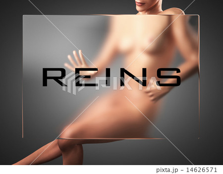 reins word on glass and woman 14626571