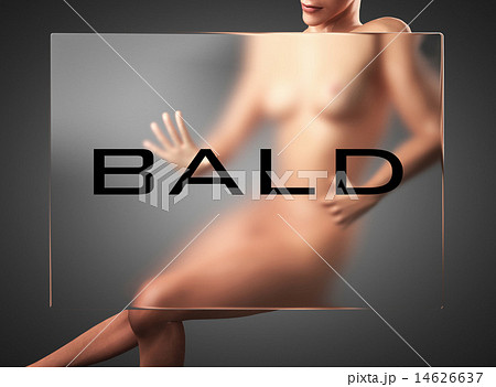 bald word on glass and woman 14626637
