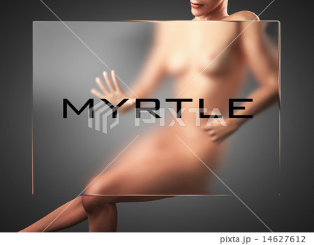myrtle word on glass and woman 14627612