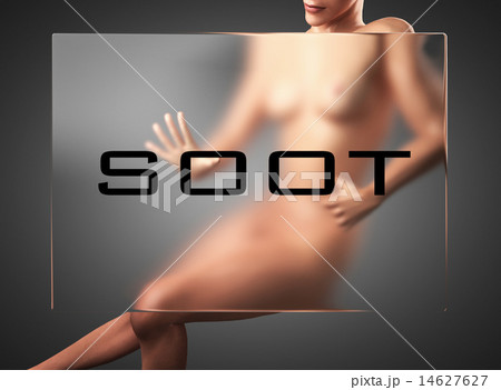 soot word on glass and woman 14627627