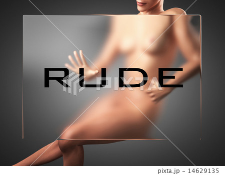 rude word on glass and woman 14629135